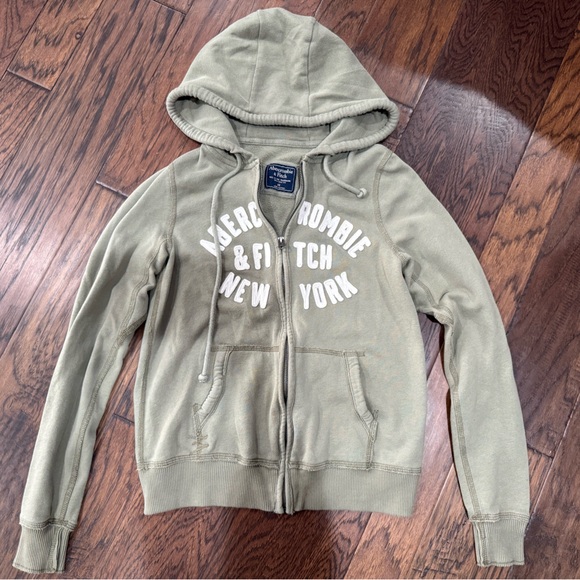 Vintage Abercrombie & Fitch Olive Zip-Up Hoodie size XS - Picture 2 of 3